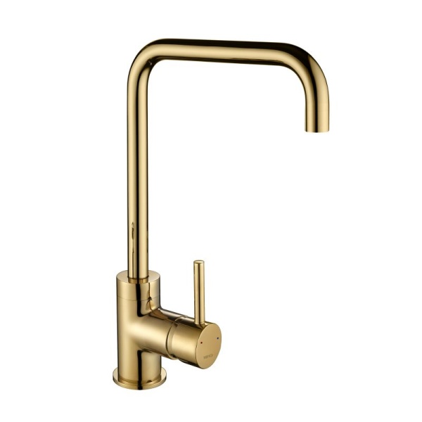 Cascata Square Spout Kitchen Mixer Tap -  Gold Brass